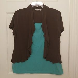 Brown Short Sleeve Ruffle Shrug